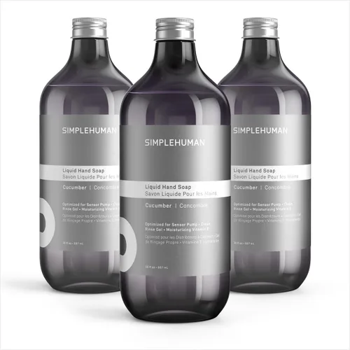 Vista 11 de simplehuman Botella de repuesto de jabón líquido de manos de pepino, 30 onzas líquidas, suave y refrescante aroma de pepino crujiente, vitamina E