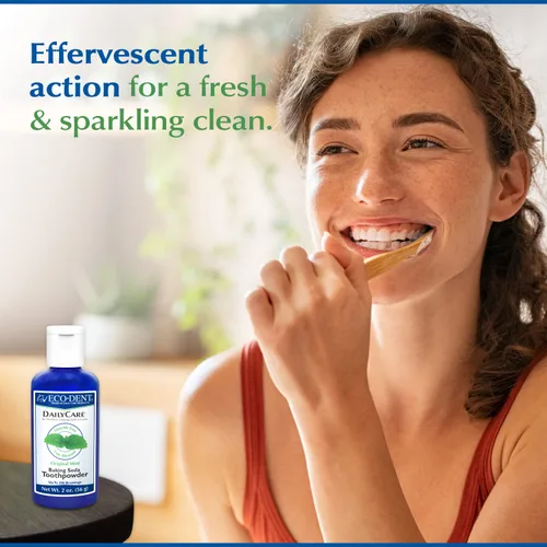 Vista 7 de Eco-dent Polvo dentífrico con bicarbonato de cuidado diario, menta original, 2 oz, paquete de de 1