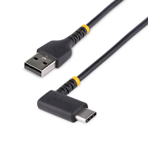 Vista 10 de StarTech Cable USB-A a USB-C en espiral de 3.3 pies, negro, 3A, USB 2.0 Carga y sincronización, chaqueta TPE, macho a hombre, fibra de aramida