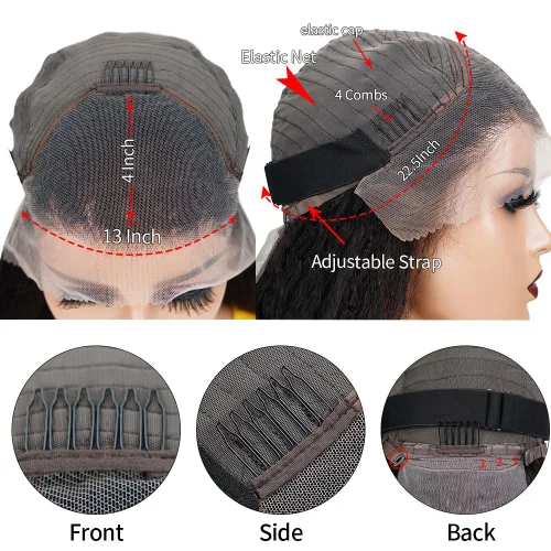 Vista 3 de Peluca de cabello humano liso natural de 14 pulgadas, sin pegamento, peluca de encaje frontal de 13 x 4, línea de cabello prearrancada con cabello