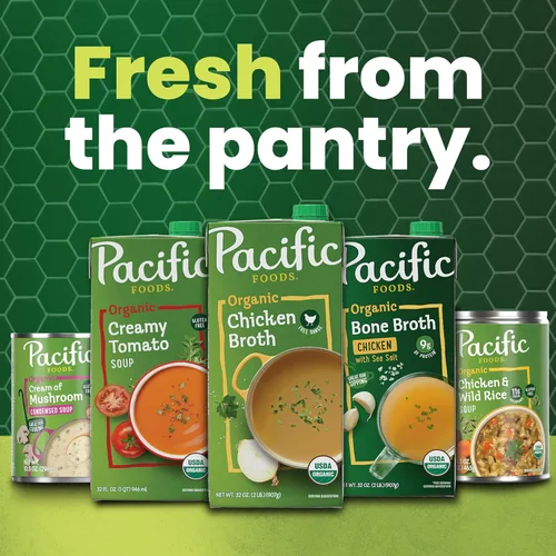 Vista 8 de Pacific Foods Caldo de pollo orgánico estilo griego con orzo, limón y hierba, lata de 16.1 oz