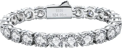 Vista 8 de AnuClub 11.1CT-32CT Moissanite Tennis Bracelet 925 Sterling Silver Round Cut 4MM/6.5MM D Color VVS1 Moissanites Classic Bracelets for Women Men