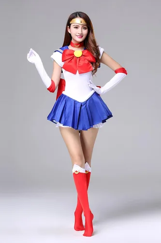 Vista 2 de AXVJKRTU Disfraces marineros cosplay para mujer Tsukino Moon Anime vestido talla EE.UU. Adulto Niño