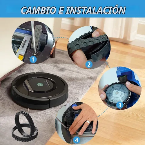 Vista 4 de Llantas de repuesto para Irobot Roomba para ruedas Series 500, 600, 700, 800 y 900 e5 e6 e7 i3 i3+ i4 i6 i6+ i7 i8 j7, para todos los modelos IROBOT