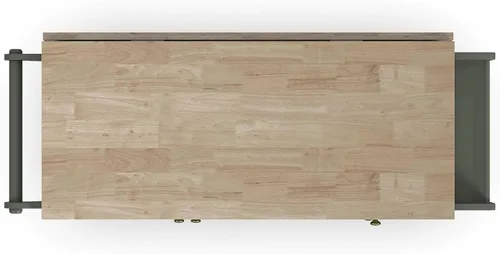 Vista 18 de Homestyles Carrito móvil de isla de cocina con parte superior de madera y barra de desayuno con hoja desplegable, 18" de profundidad x 53.5" de Verde
