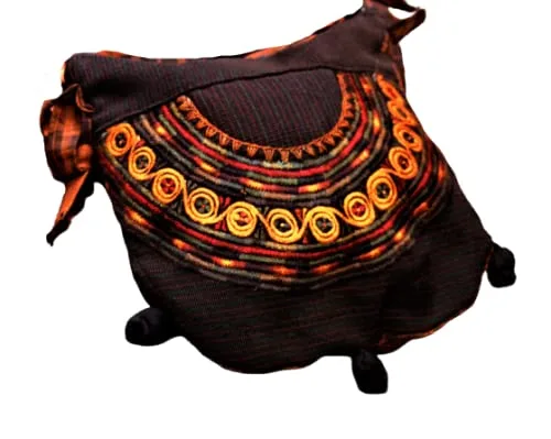 Vista 3 de Brown Guatemalan Embroidered Shoulder Bag