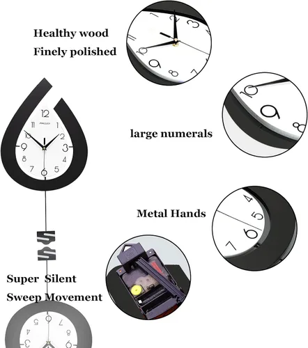 Vista 6 de Reloj de pared grande para decoración de sala de estar, péndulo decorativo grande, reloj de pared moderno, silencioso, sin tictac, funciona