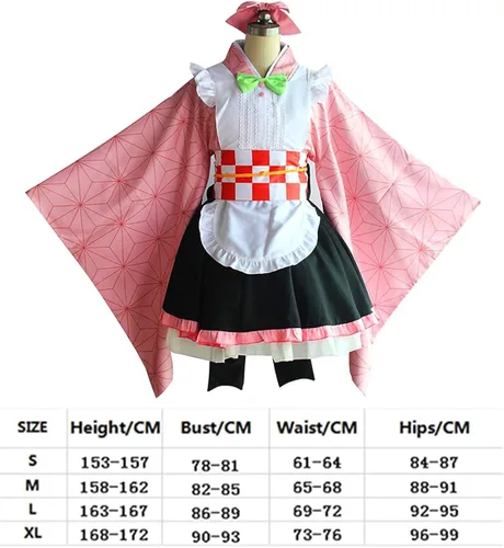 Vista 4 de Kamado Nezuko - Vestido de sirvienta para cosplay Kamado Nezuko Kimono