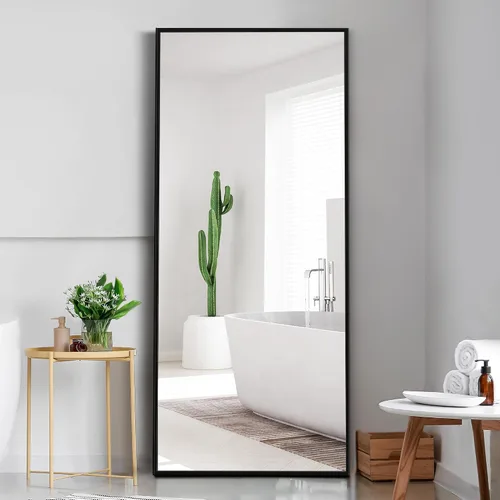 Vista 13 de Dolonm Espejo de longitud completa de 65 x 22 pulgadas, espejo de pie de diseño moderno, espejo de cuerpo completo para sala de estar, dormitorio