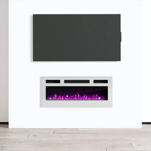 Vista 5 de Calentador de pared empotrado para chimenea eléctrica de 31.5 pulgadas, 1500 W/5100 BTU (blanco)
