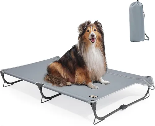 Vista 11 de CANINE CANYON Catre antideslizante mejorado, cama elevada grande para perros, catre plegable portátil para exteriores, para campamento/hogar, a