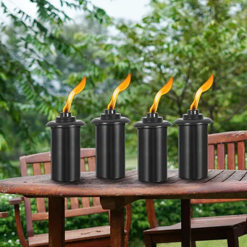 Vista 3 de ZSZMFH Paquete de 4 antorchas de metal para exteriores, antorchas de metal de 16 onzas para decoración de jardín, antorchas de citronela mejoradas