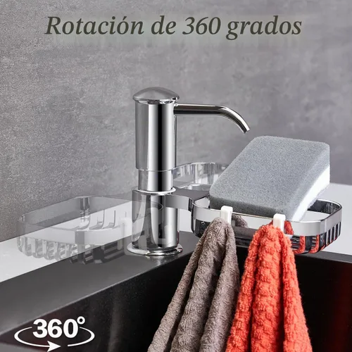 Vista 5 de Dispensador de jabón para fregadero con soporte para esponja, dispensador