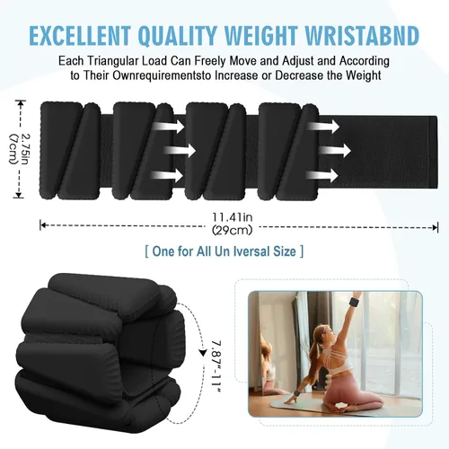 Vista 2 de Pesas para Muñeca, Pesas Ajustables para Muñeca y Tobillo para Mujeres, Juego de 2 (1 libra Cada Una), Pulseras con Pesos para Caminar, Yoga, Danza