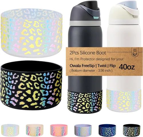 Vista 57 de WK IEASON 2 fundas de silicona para botella de agua Owala, base protectora para botella de agua Owala FreeSip Twist y Flip Flask accesorios para 3D