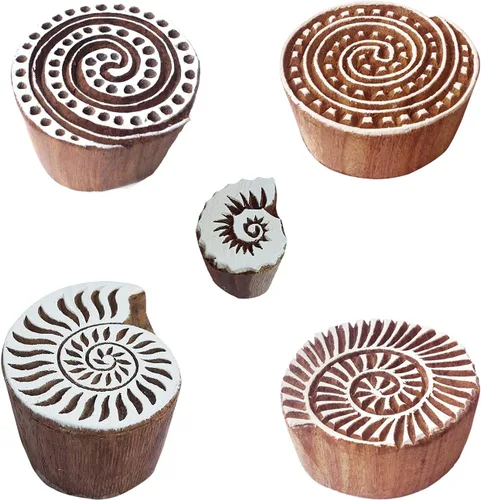 Vista 12 de Royal Kraft Sellos de impresión de madera de elefante (juego de 5) - DIY Henna tela textil papel arcilla cerámica bloques Htag2201