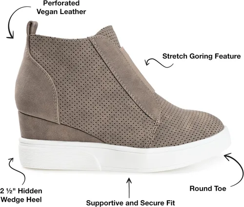 Vista 2 de Journee Collection Womens Clara Comfort Wedge Heel Sneakers with Round-Toe and Perforated Details