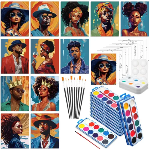 Vista 10 de Ctosree 12 juegos de lienzo predibujado para pintar adultos, kit de sorbo y pintura, lienzo preimpreso a granel para Pascua, Día de la Madre