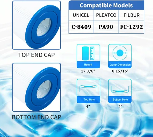 Vista 3 de CLARIFY Cartucho de filtro de piscina reemplaza a Hayward C900, CX900RE, PA90, Ultral-B6, Unicel C-8409, Filbur FC-1292, PXC95, Clearwater II