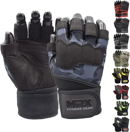 Vista 22 de MRX - Guantes de levantamiento de pesas para hombres, guantes de entrenamiento para hombre, guantes de levantamiento de muñeca, guantes de gimnasio