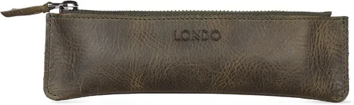 Vista 14 de Londo Estuche para bolígrafos y lápices de piel de vaca genuina con cremallera, soporte delgado para pluma estilográfica, bolsa para lápices Negro