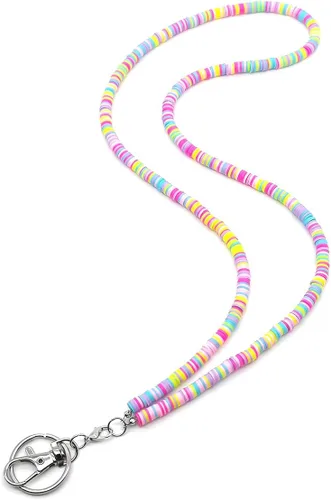 Vista 9 de Cordón para profesor con cuentas estilo bohemio, lindo arco iris, para el cuello, para tarjetas de crucero, tarjetas de identificación y llaves