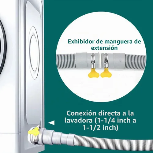 Vista 3 de Elyfree Manguera de drenaje universal para lavadora de 6.5 pies, kits de extensión de manguera de drenaje flexible para lavadora, manguera corrugada