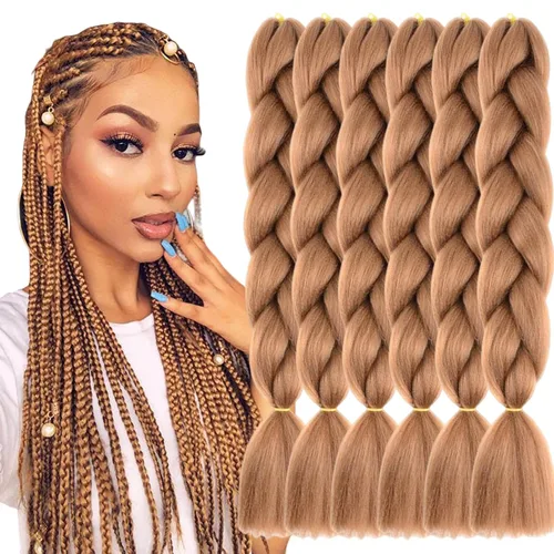 Vista 24 de 3 paquetes de extensiones de cabello sintético para trenzar de color negro a azul, tamaño jumbo ombré, de 24 pulgadas o trenzas de ganchillo