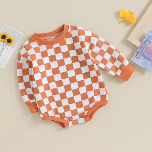 Vista 18 de Karuedoo Sudadera a cuadros para bebé niño y niña, mameluco de gran tamaño, manga larga, con burbujas, ropa neutra para otoño