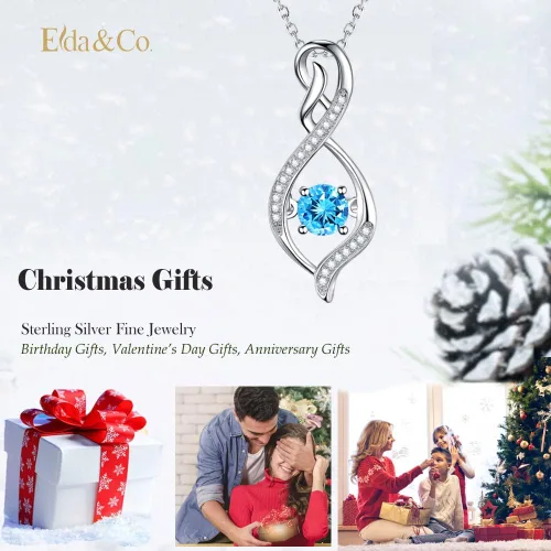 Vista 2 de Regalos de cumpleaños para mujeres, collar de amor infinito para esposa, mamá, piedras de nacimiento de septiembre, ópalo de zafiro azul, rosa