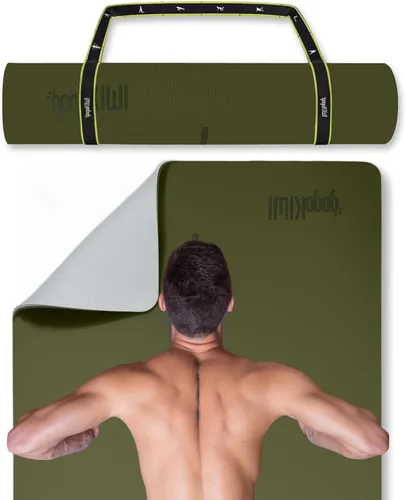 Vista 12 de Gogokiwi Tapete de yoga extra ancho para hombres y mujeres (72"L x 36"A) Tapete de fitness y ejercicio antideslizante con marcas de alineación