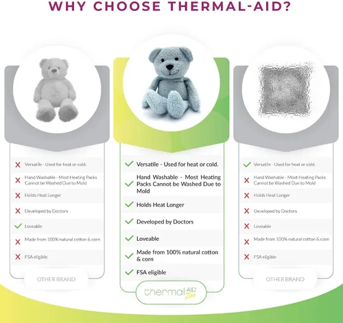 Vista 3 de Thermal-Aid (Buckley The Blue Bear) - Almohadilla térmica lavable y bolsa de hielo - Paquete de felpa caliente/frío con relleno de maíz natural