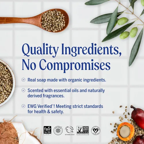 Vista 3 de Barra orgánica de jabones Pure Castile de Dr. Bronner, 734, 1, 1 Vegan Formula, Deep Cleansing Feel, Body Wash for Men and Women, Active Shower