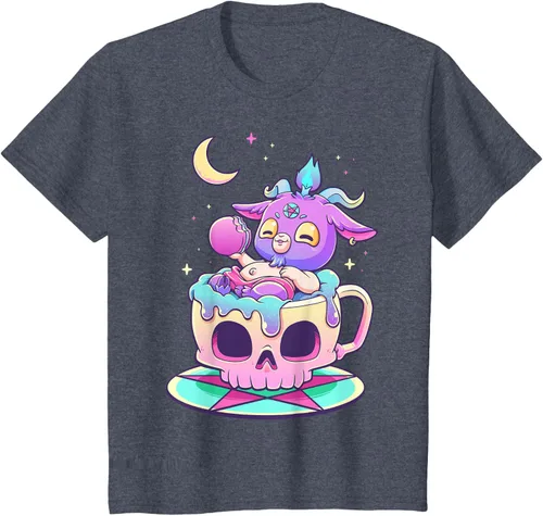 Vista 94 de Kawaii Pastel Goth Cute espeluznante Pentáculo Baphomet - Camiseta de cabra, Negro