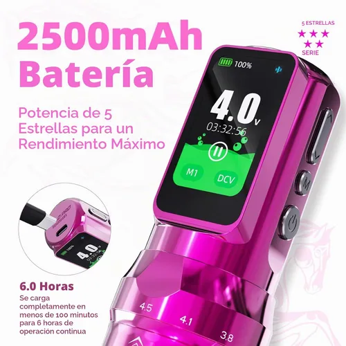 Vista 6 de Mast Tattoo Kit de pistola de tatuaje inalámbrica Fold Pro Rosa