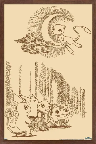Vista 16 de Trends International Pokémon - Póster de pared de escena sepia, 22.4 pulgadas de largo x 14.7 pulgadas, versión enmarcada de madera de granero