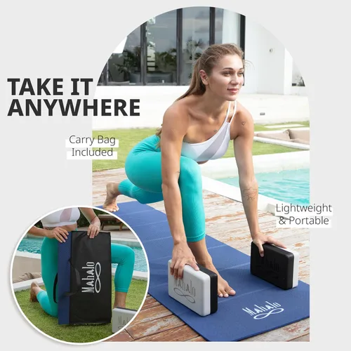 Vista 5 de Esterilla de yoga plegable + bolsa de transporte, esterilla de entrenamiento de 7 pliegues de 6 mm, fácil de almacenar, esterilla de ejercicio