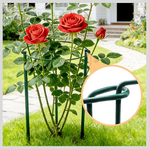 Vista 7 de Jaulas de soporte para plantas de jardín, jaula de anillo de soporte de peonía semicircular interconectada de alta resistencia para plantas