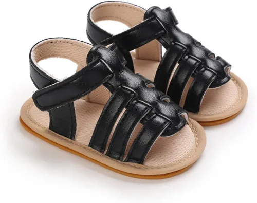Vista 4 de LAFEGEN Sandalias de verano para bebés y niñas con 2 correas, suela suave, antideslizantes, zapatos de playa para bebés y niños pequeños, zapatos
