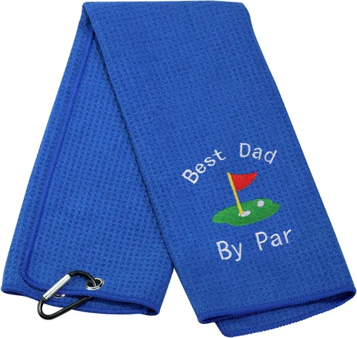 Vista 18 de JXGZSO Toalla de golf bordada para papá, toalla de golf bordada con clip (Best Dad by par)