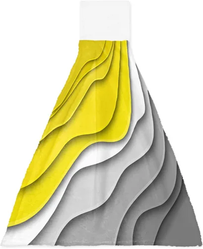 Vista 10 de Toallas de cocina con lazo para colgar, toallas de mano abstractas onduladas de color gris degradado, suaves, absorbentes, para baño, bar, hogar