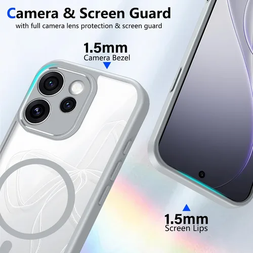 Vista 90 de Funda magnética transparente compatible con Xiaomi 17T, color negro 2 en 1 PC + TPU cubierta de teléfono a prueba de golpes, carcasa protectora