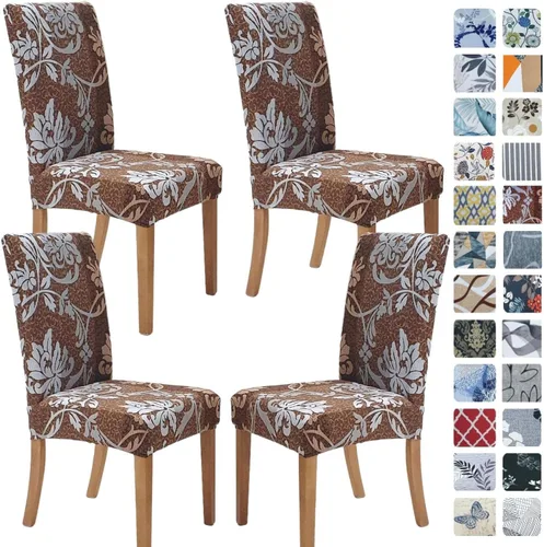 Vista 9 de SPRINGRICO Juego de 4 fundas para sillas de comedor, fundas elásticas para sillas de comedor, de elastano lavables, fundas para sillas Parsons