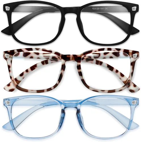 Vista 28 de Gaoye - Paquete de 3 anteojos de bloqueo de luz azul, falsos, cuadrados, de moda, anti rayos UV, para computadora, juegos, para mujeres/hombres