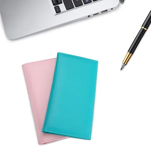 Vista 6 de LYOOmaLL Funda de cuero para chequera y registro para hombres y mujeres
