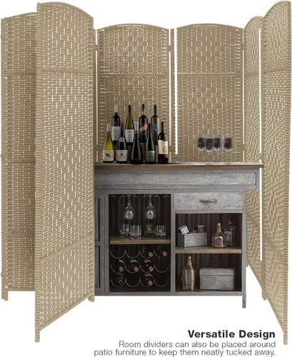 Vista 5 de Sorbus Divisor de habitación de 8 paneles de 6 pies de alto, pantalla de privacidad, paneles extra anchos con doble bisagra, doble tejido de Beige