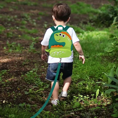Vista 5 de Accmor Mochila con arnés para niños pequeños con correa, lindas mochilas con dinosaurios con enlace antipérdida en la muñeca, lindas pulseras