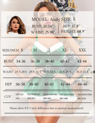 Vista 6 de Avidlove Lencería navideña para mujer, ropa interior de Santa Babydolls Chemises de terciopelo rojo