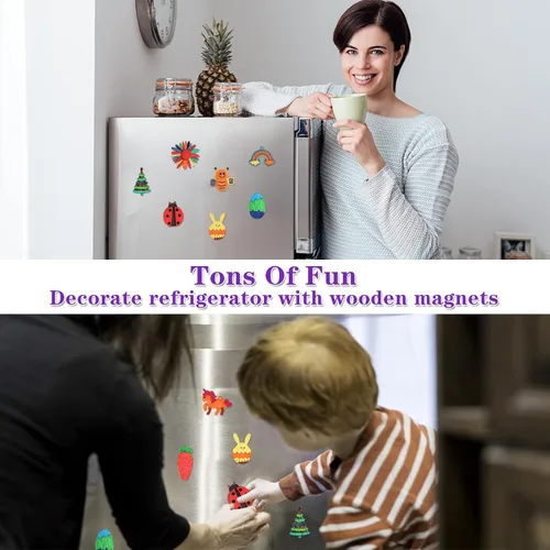 Vista 5 de Imán de madera DIY 36 suministros de manualidades kit de pintura para niños