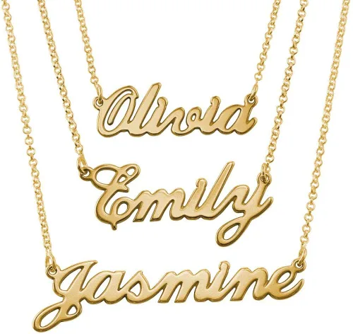 Vista 2 de MyNameNecklace - Collar personalizado con nombre grabado, diseño de metales preciosos, plata esterlina 925 y chapado en oro